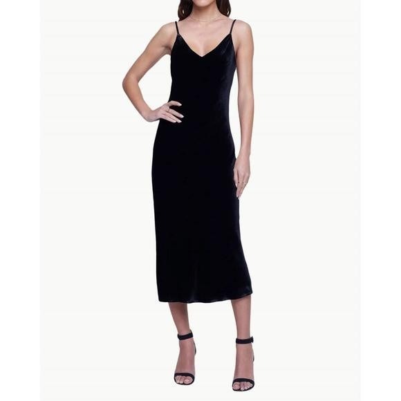 L'AGENCE Dresses & Skirts - L'Agence‎ Seridie Slip Dress Size 10 Black Velvet Silk Blend Evening NWT $595